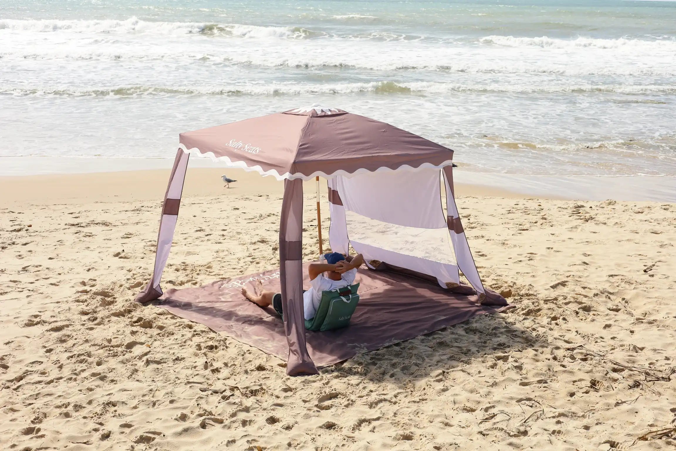A Salty Seats setup on the sand at the end of the day