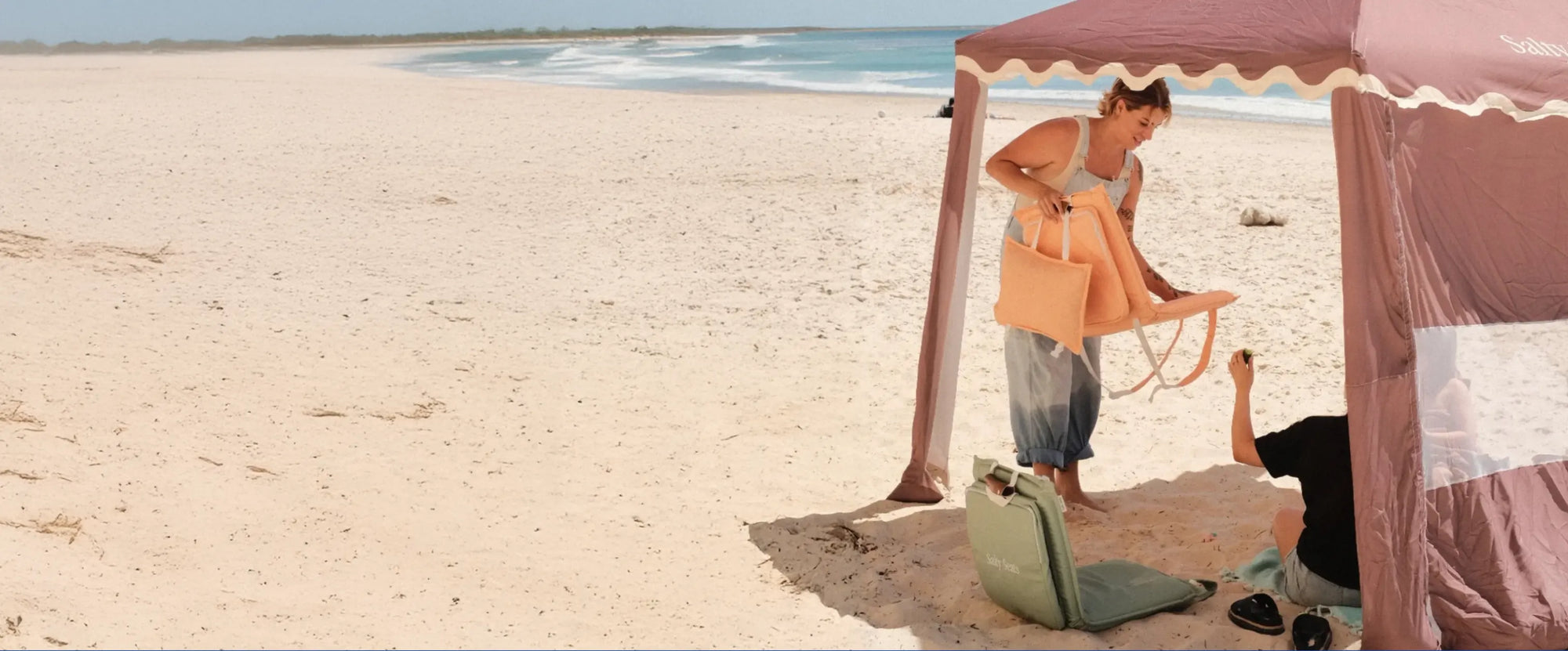 A Salty Seats setup on the sand